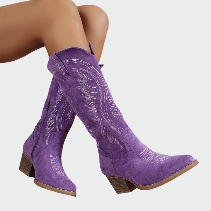 Violet | Embroidered Western Boots