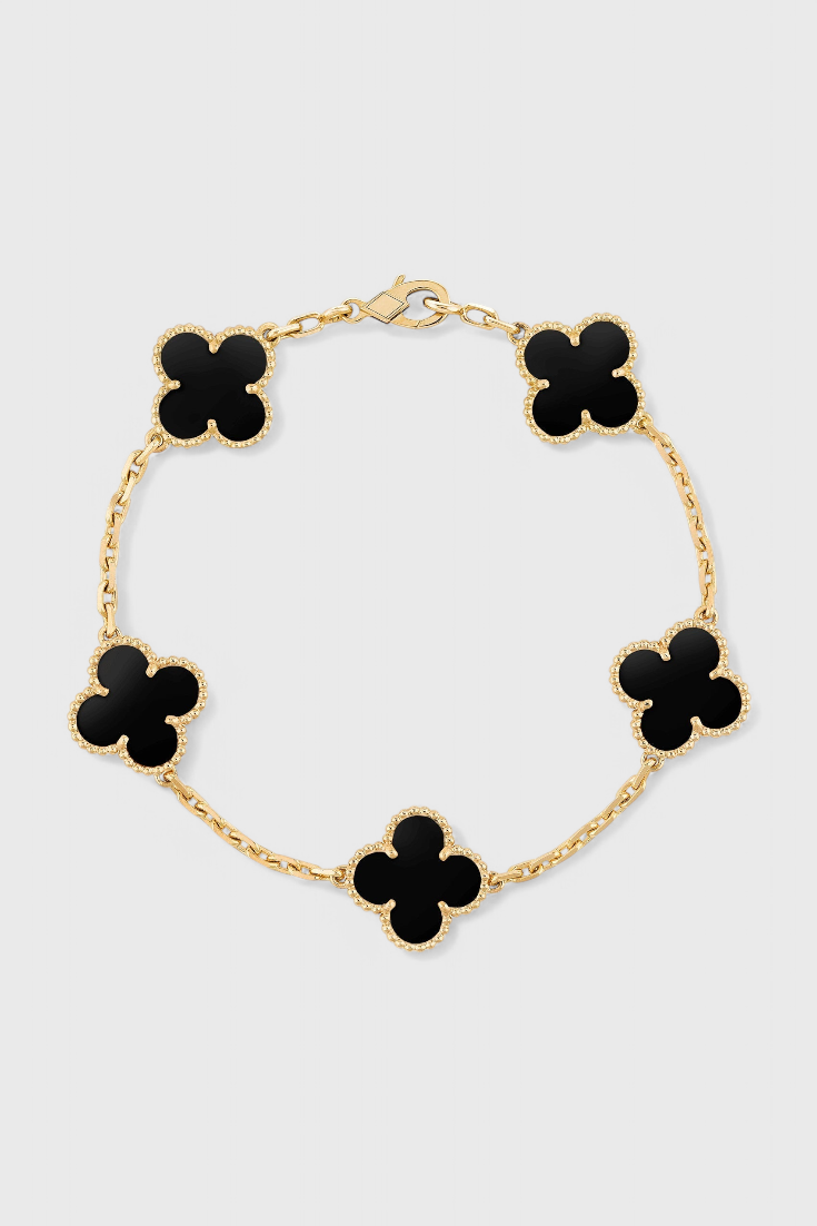 Bracelet with Clover Motif and Golden Elegance
