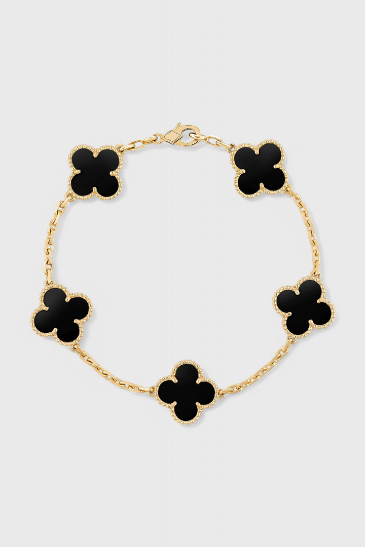 Bracelet with Clover Motif and Golden Elegance