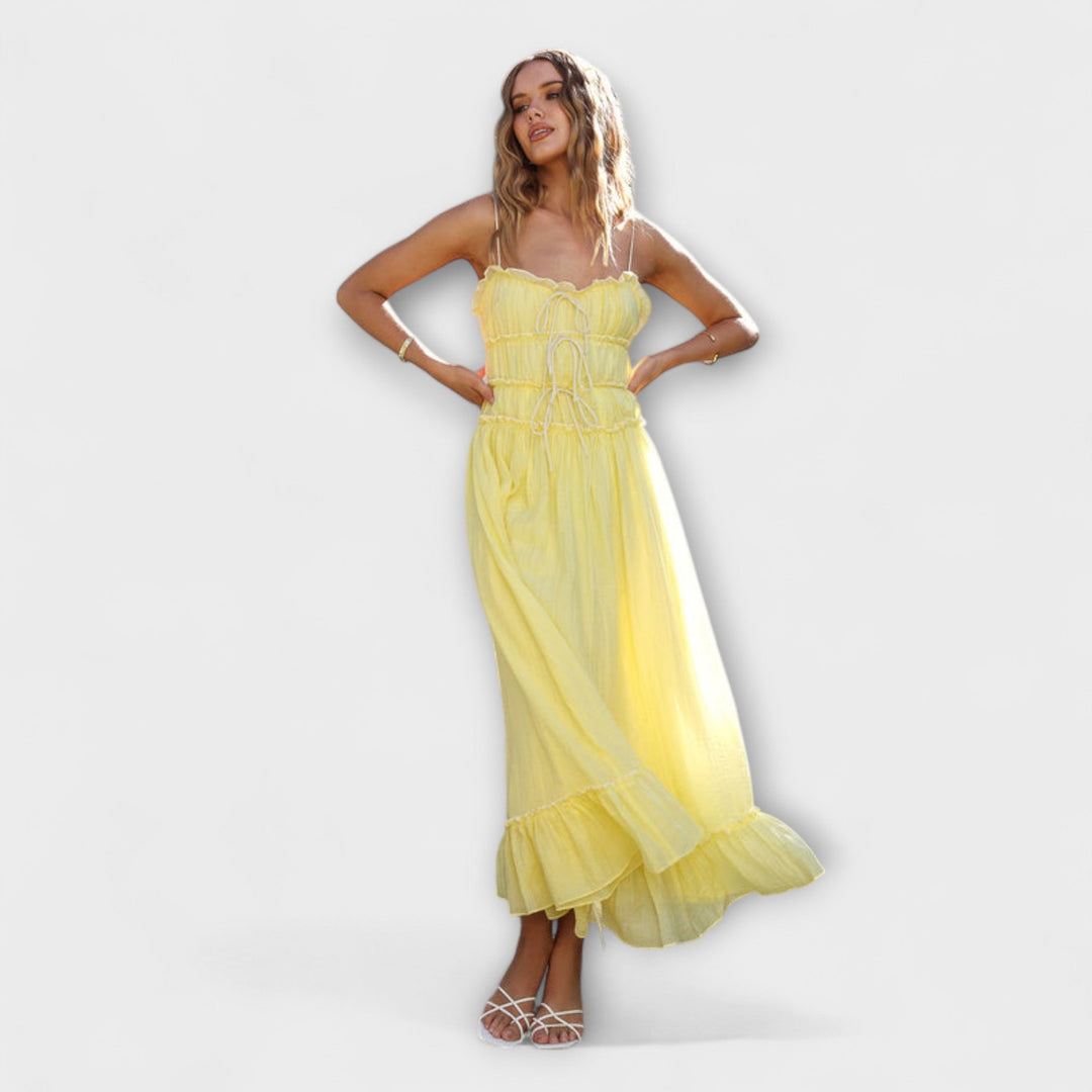 Naomi | Sleeveless Ruffle Midi Dress