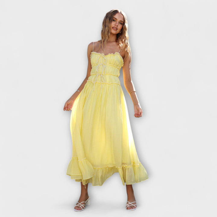 Naomi | Sleeveless Ruffle Midi Dress