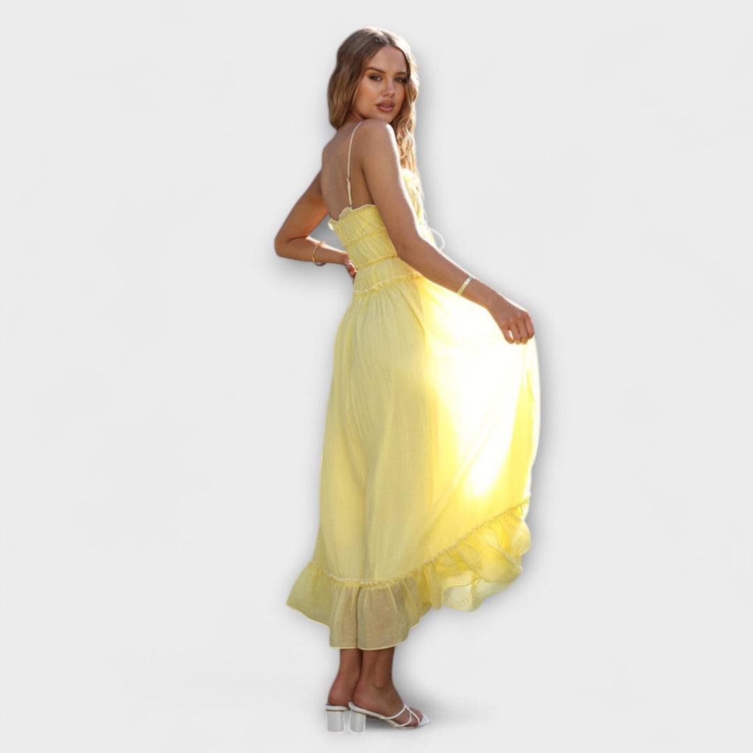 Naomi | Sleeveless Ruffle Midi Dress