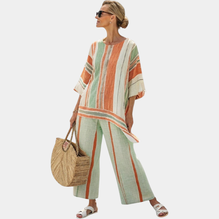 Elisabetta | Elegant Asymmetrical Top and Wide Trousers