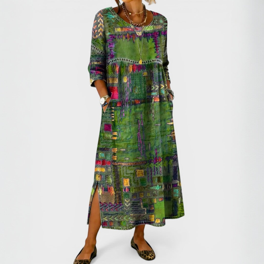 Amelia | Printed Denim Dress