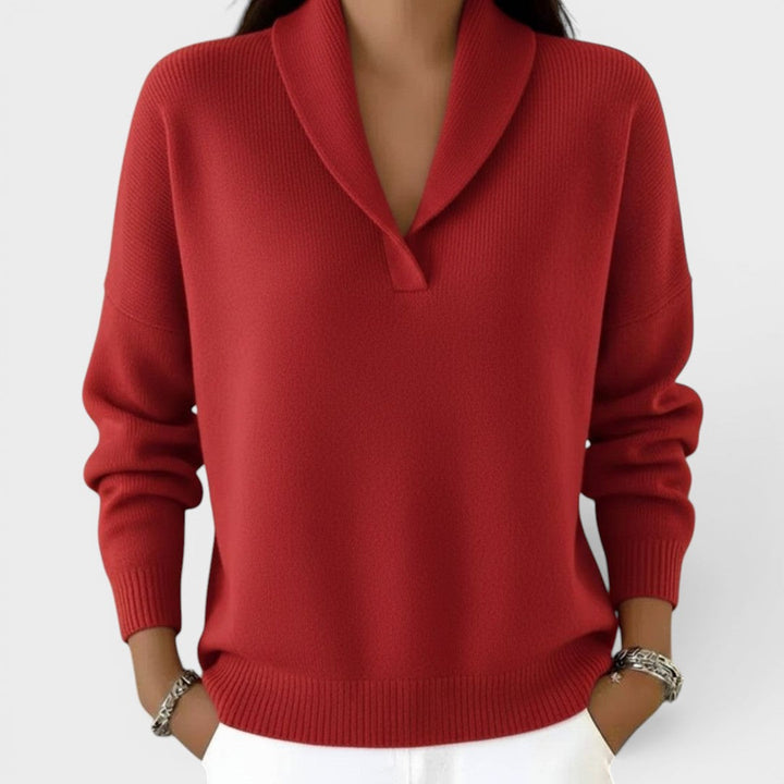 Évelyne | Comfortable Knitted Jumper with V-Neck