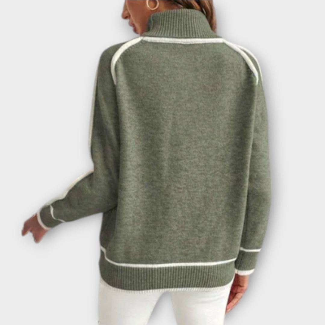 Christine - Luxe olive green knitted jumper