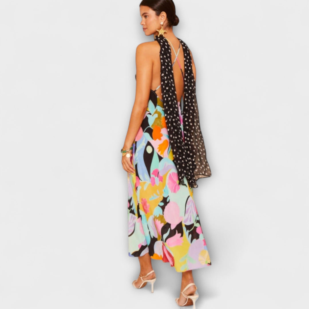 Jennifer | Asymmetric Satin Midi Dress