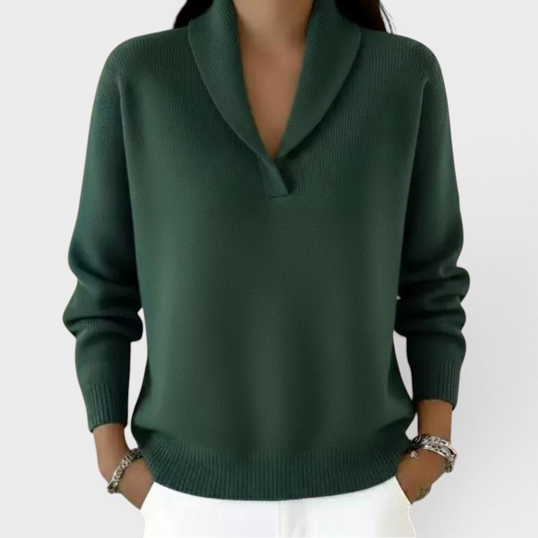 Évelyne | Comfortable Knitted Jumper with V-Neck