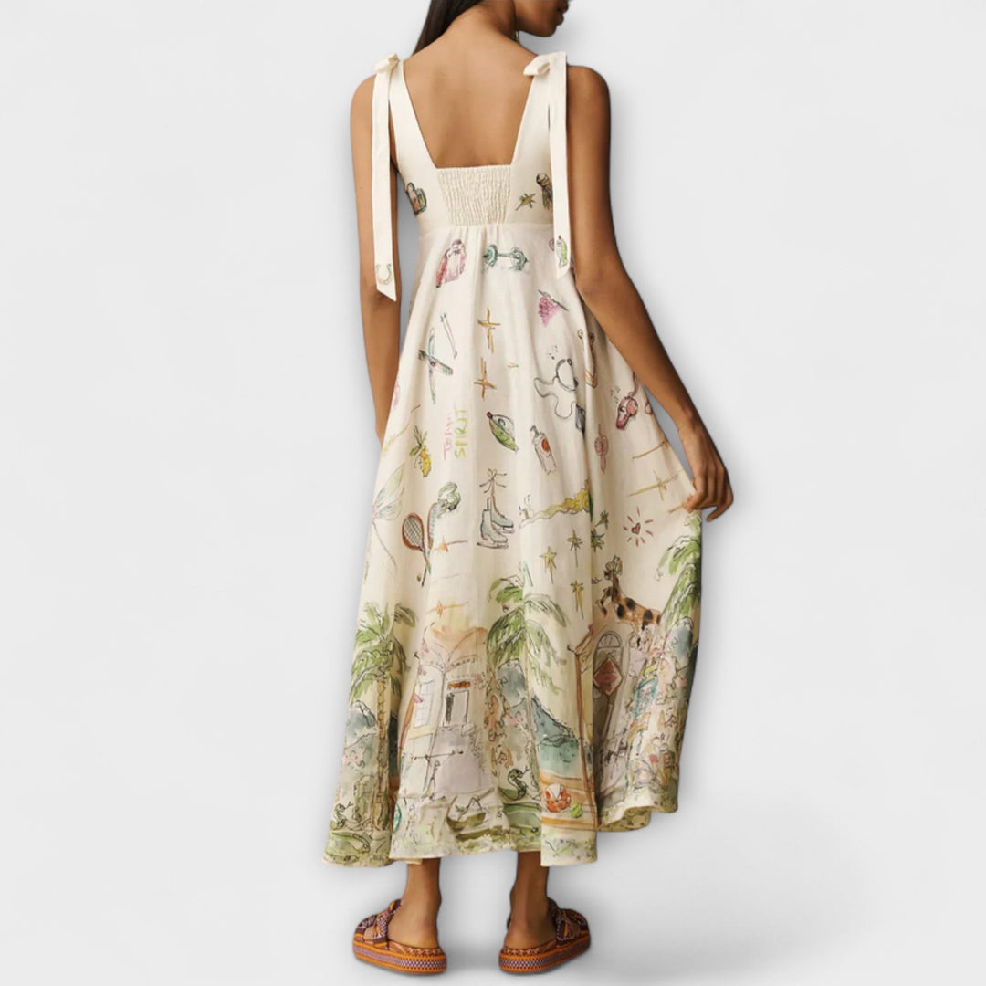 Laura | Strappy Linen Midi Dress