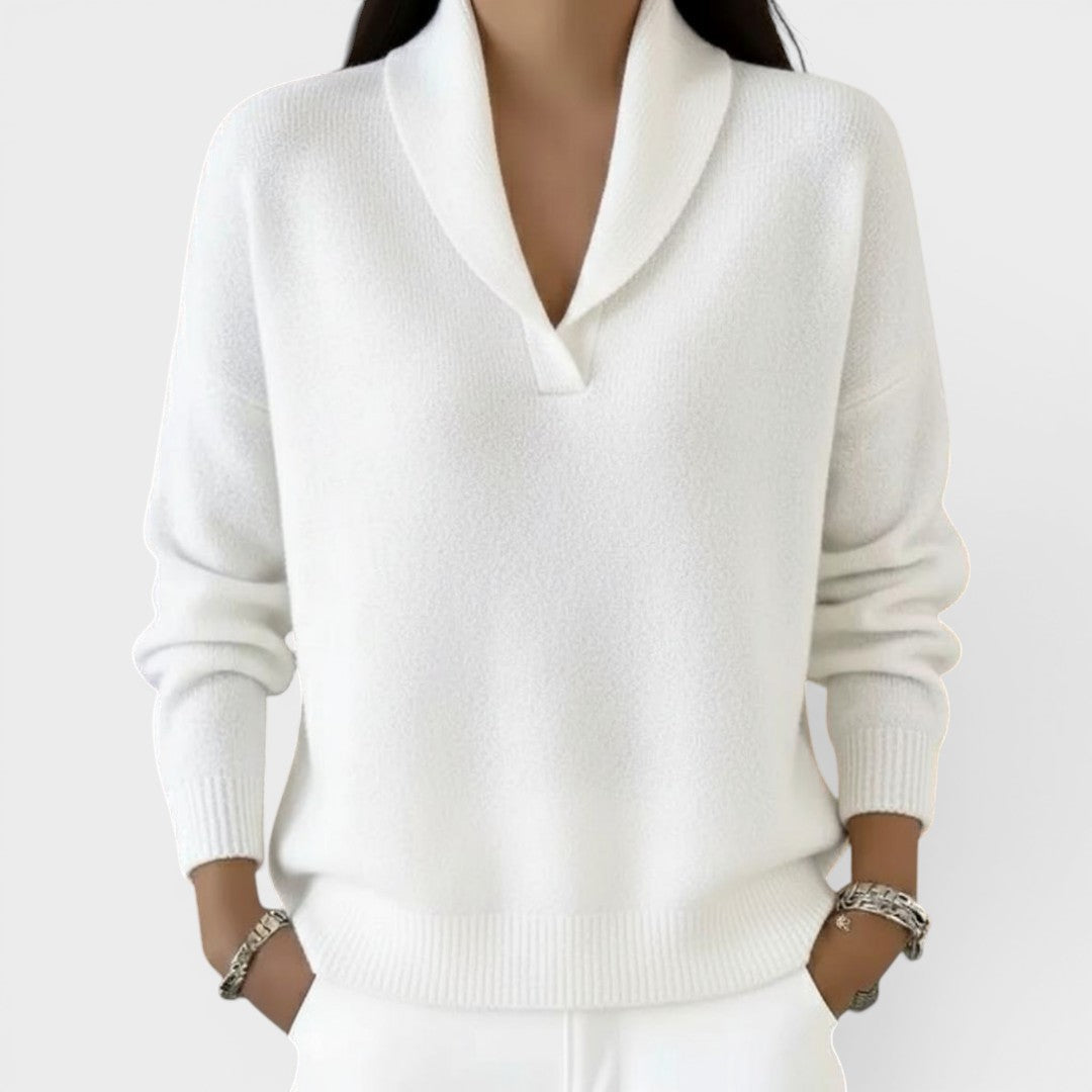 Évelyne | Comfortable Knitted Jumper with V-Neck