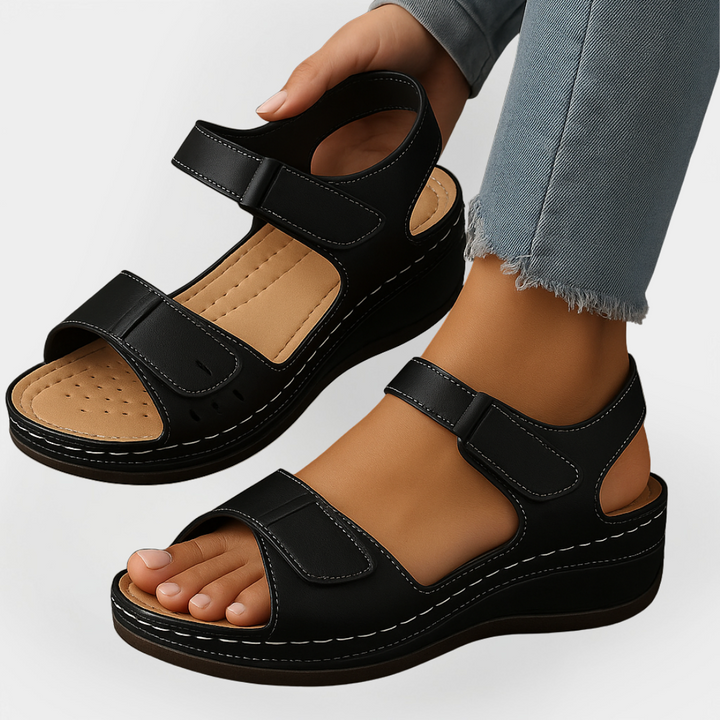 Orthopaedic Leather Sandals with Heel