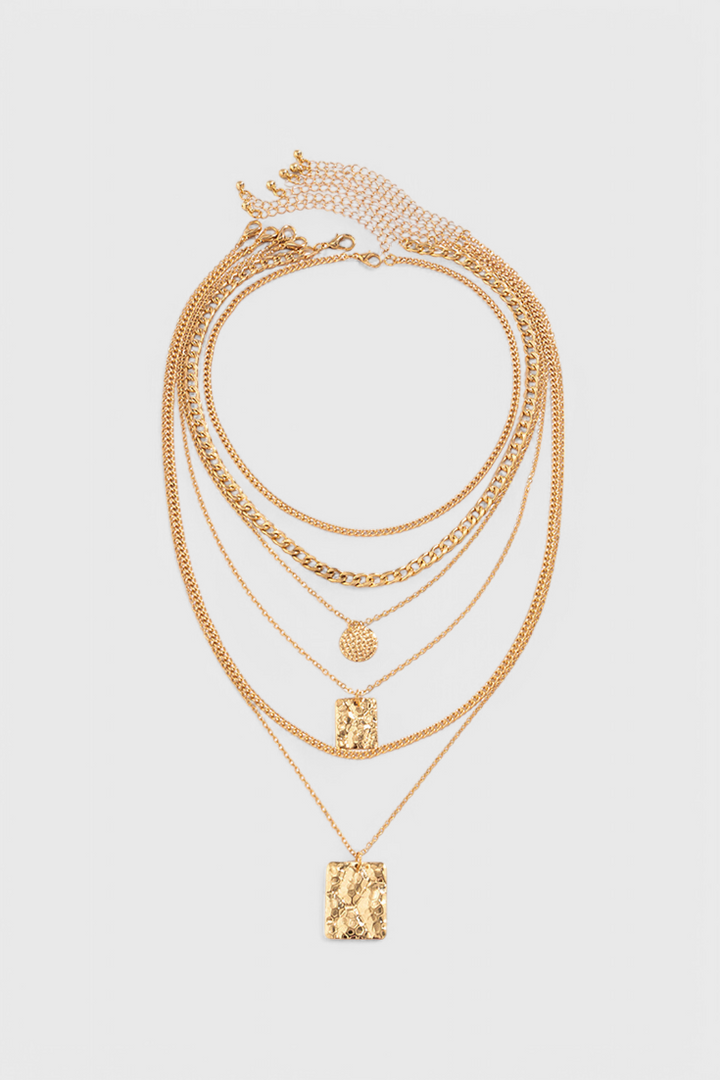 Necklace with Geometric Pendant on Metal Chain