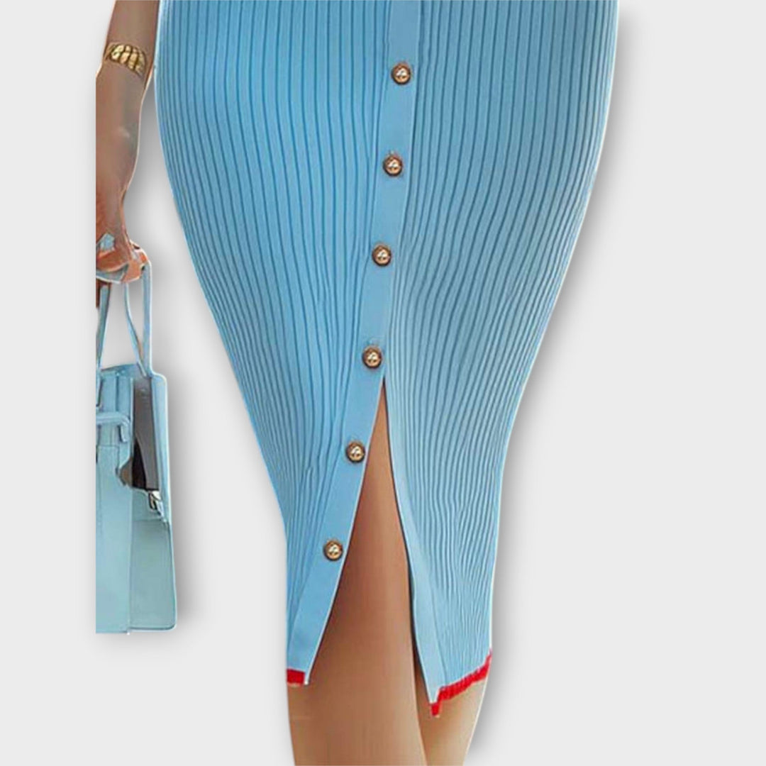 Janine | Pastel Blue Striped Dress