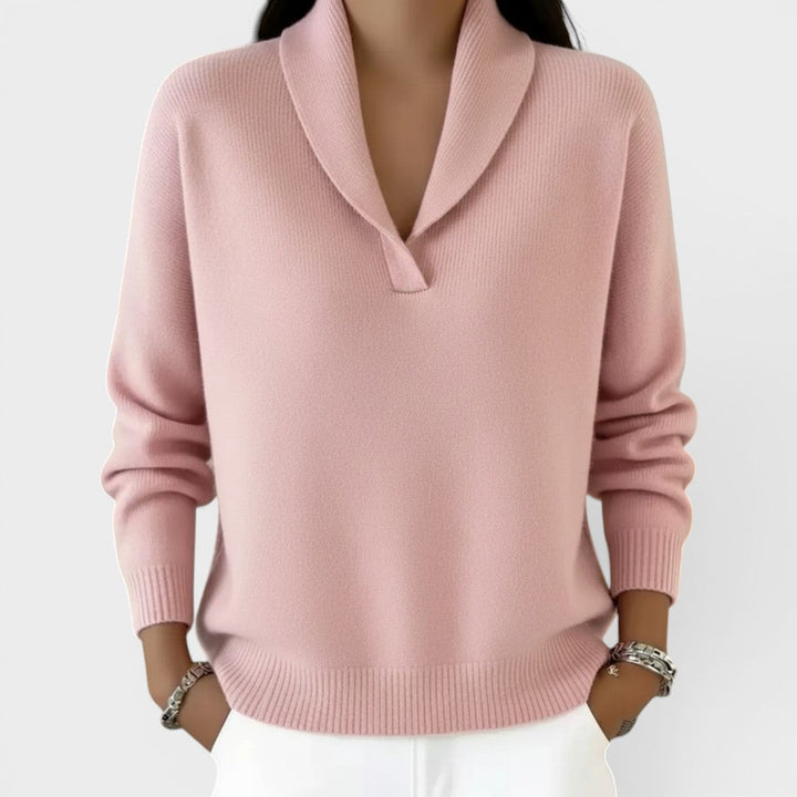 Évelyne | Comfortable Knitted Jumper with V-Neck