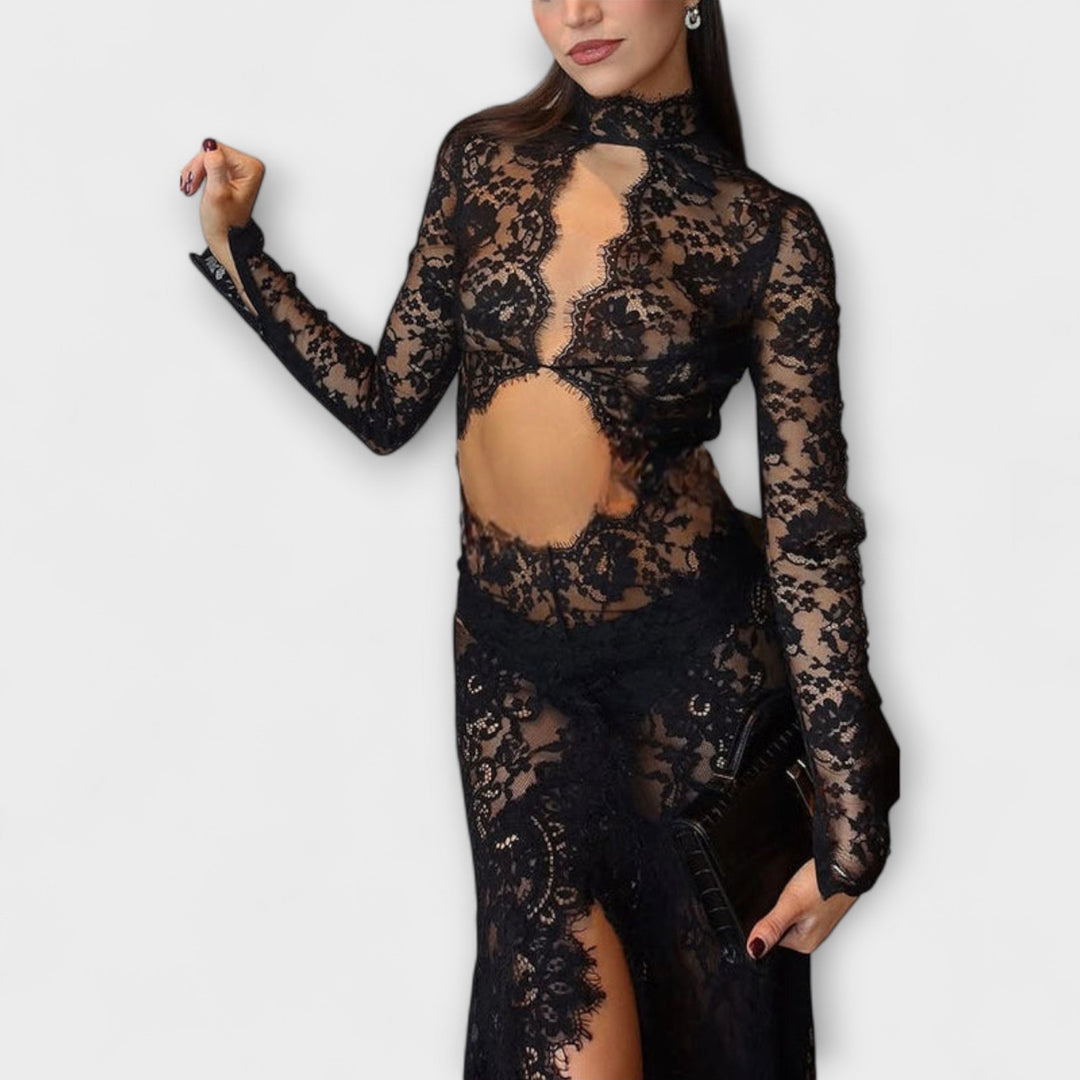 Melissa | Lace Sleeve Maxi Dress