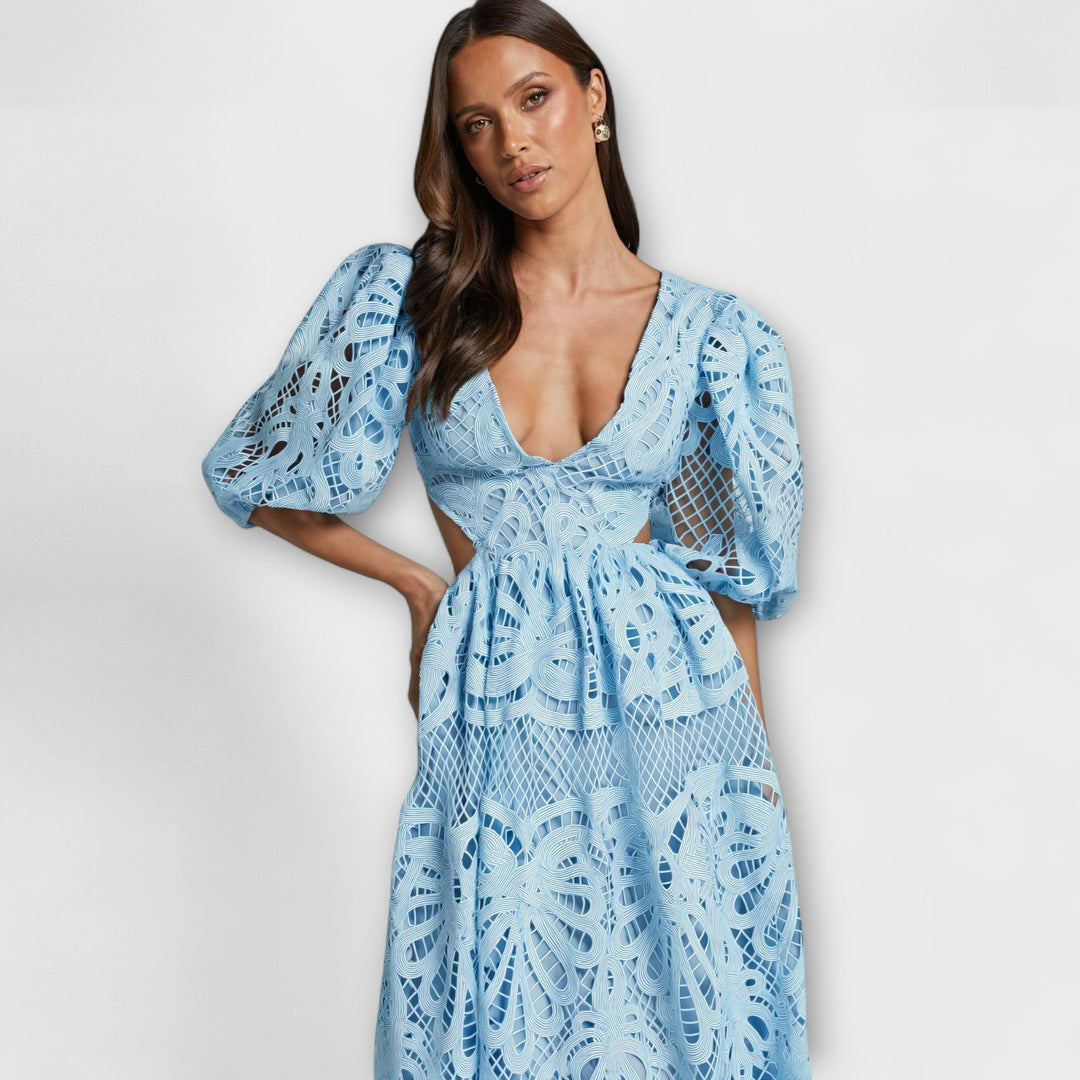 Julie | V-Neck Balloon Sleeve Dress