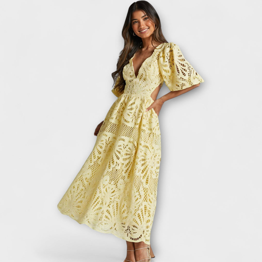 Julie | V-Neck Balloon Sleeve Dress