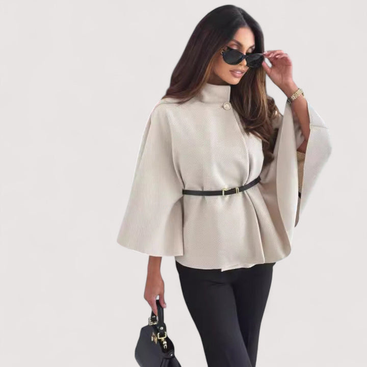 Angela™ | Chic leather jacket with belt