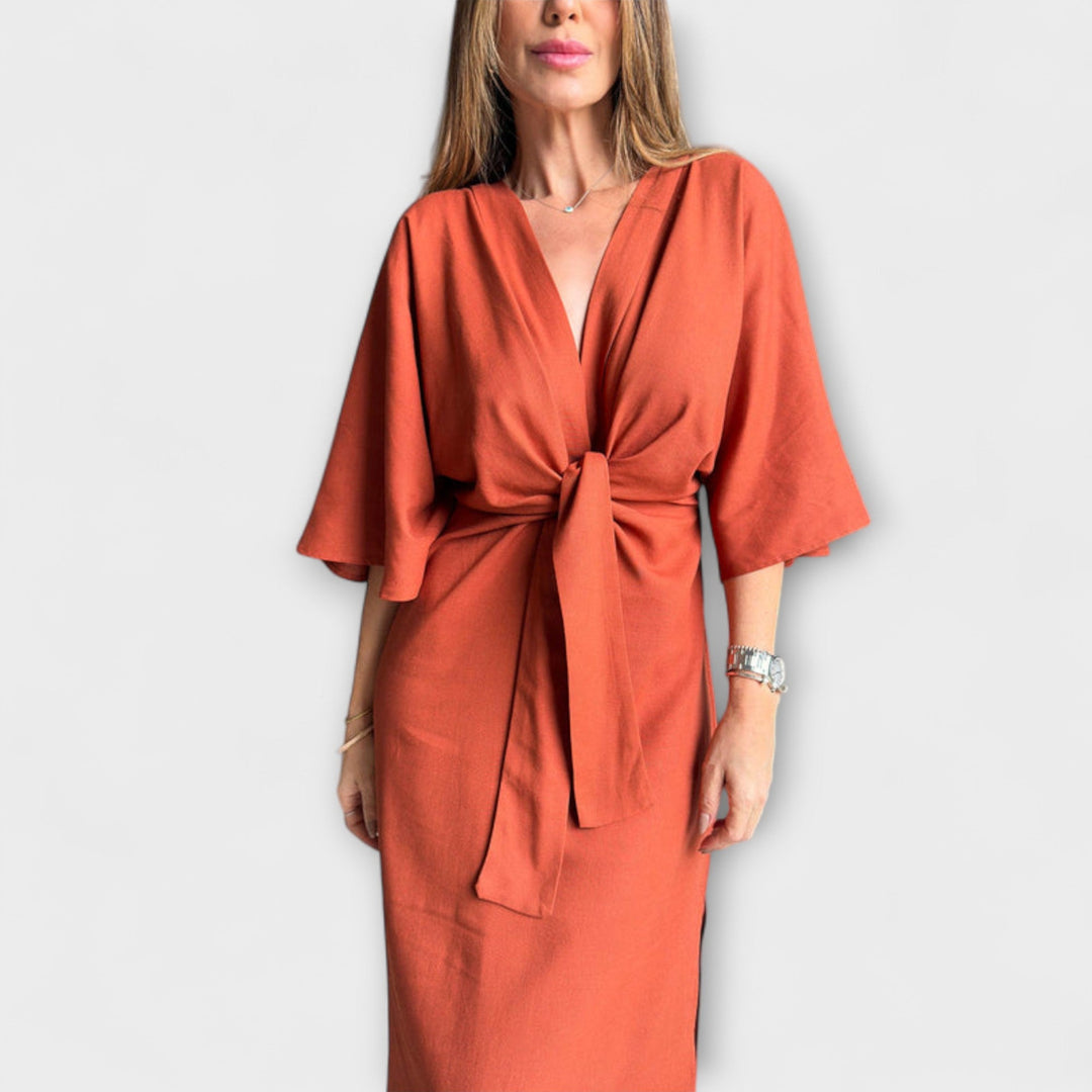 Brooke | Belted Cotton Linen Dress