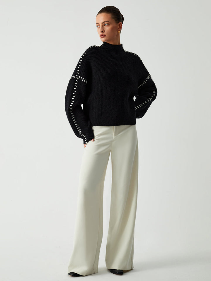 Alma | Oversized jumper with high collar and piqué details