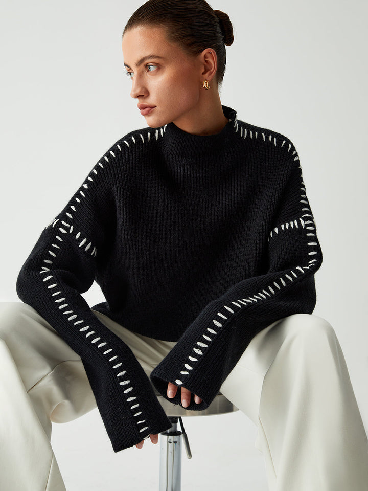 Alma | Oversized jumper with high collar and piqué details