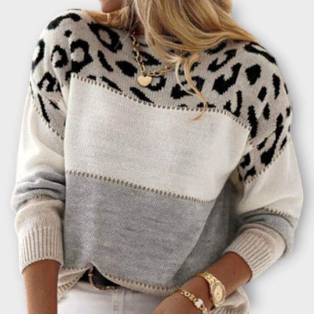 Cheyenne - Casual jumper with leopard print
