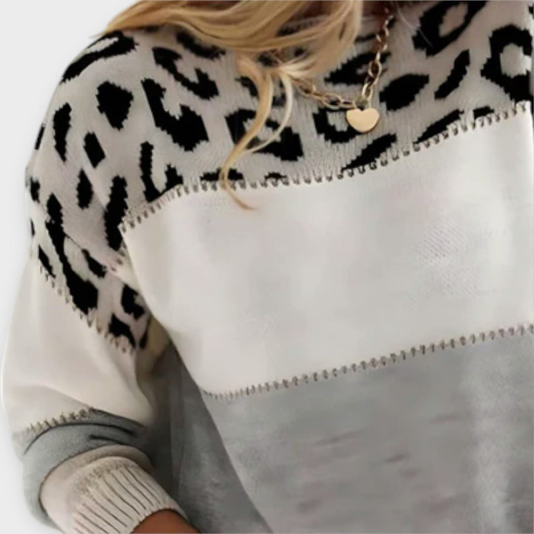 Cheyenne - Casual jumper with leopard print