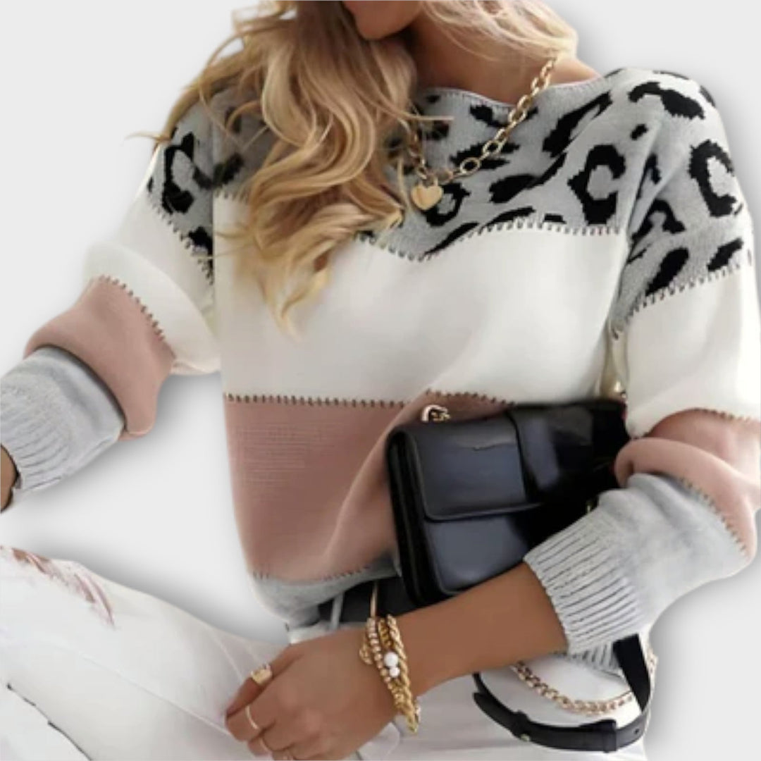 Cheyenne - Casual jumper with leopard print