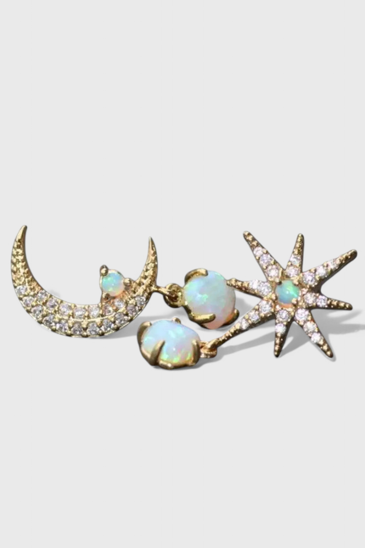 Moon and Stars Earrings in Gold