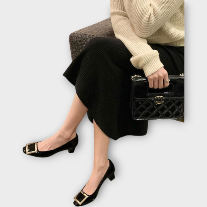 Elegant Sandals Lucie with Mid-High Heel and Square Toe