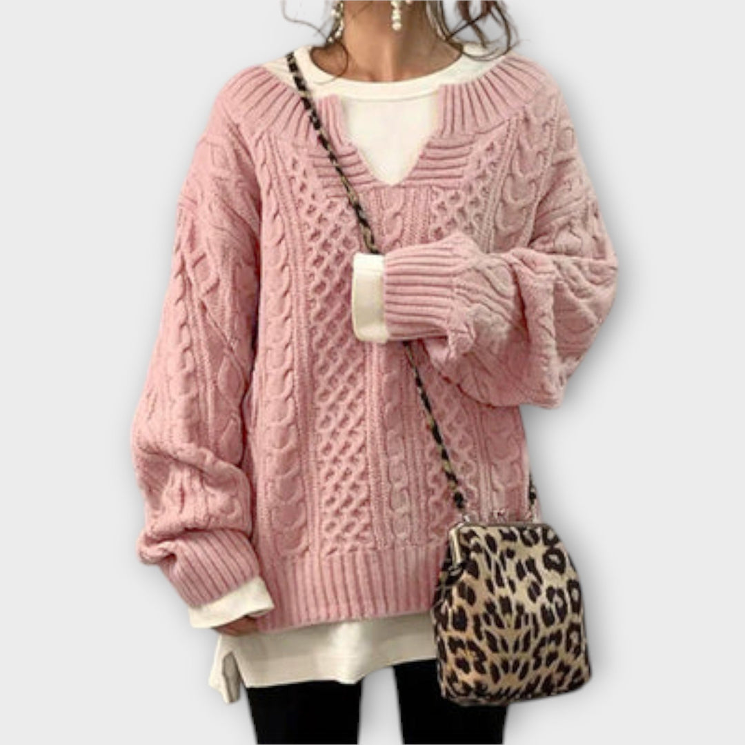 Chunky Knitted Sweater with Cable Pattern