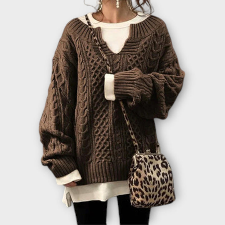 Chunky Knitted Sweater with Cable Pattern