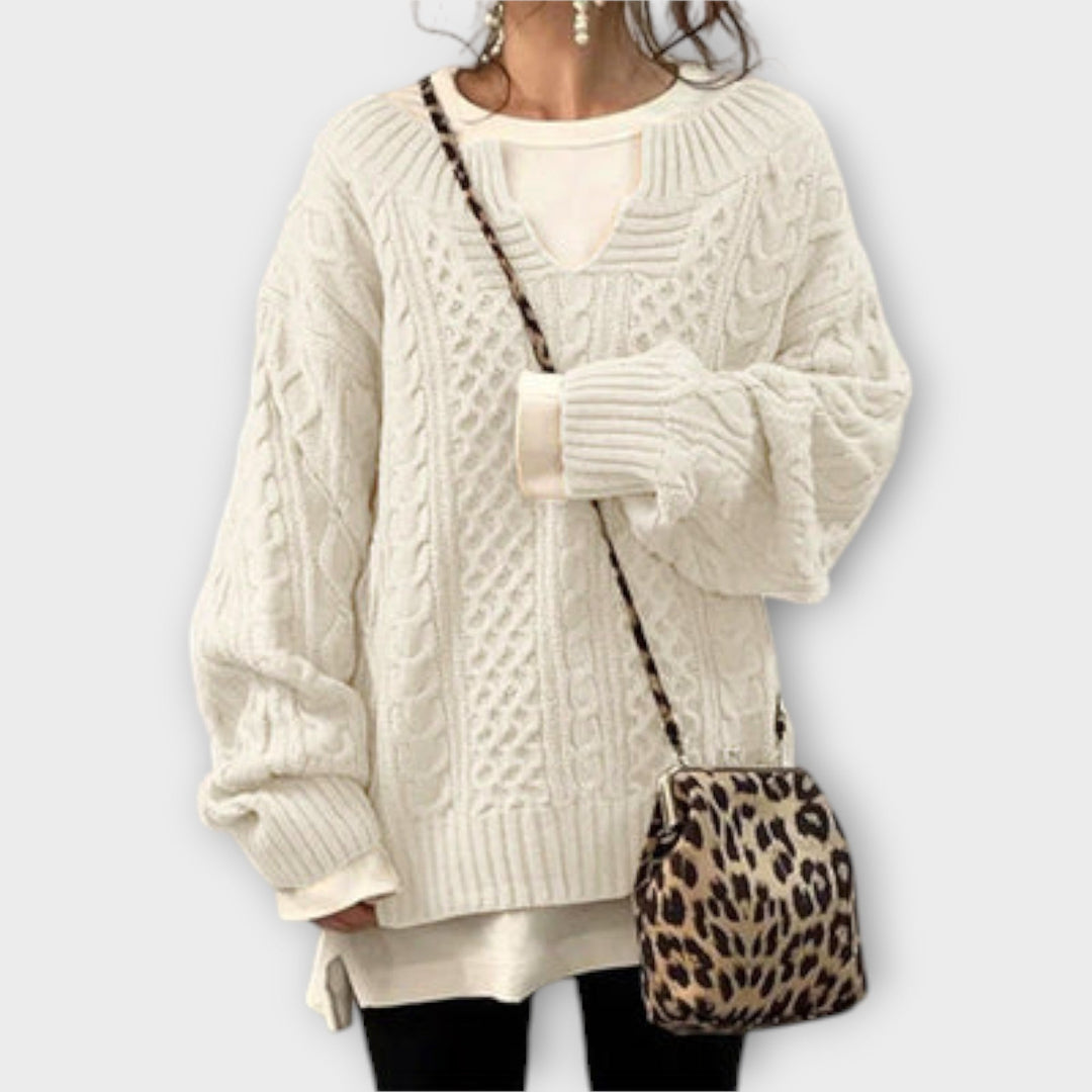 Chunky Knitted Sweater with Cable Pattern