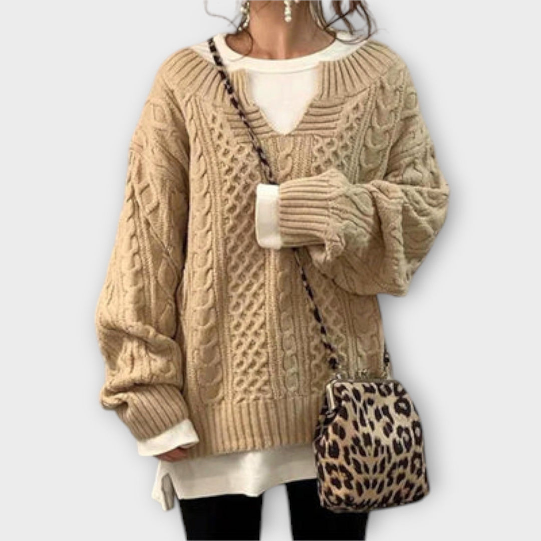Chunky Knitted Sweater with Cable Pattern