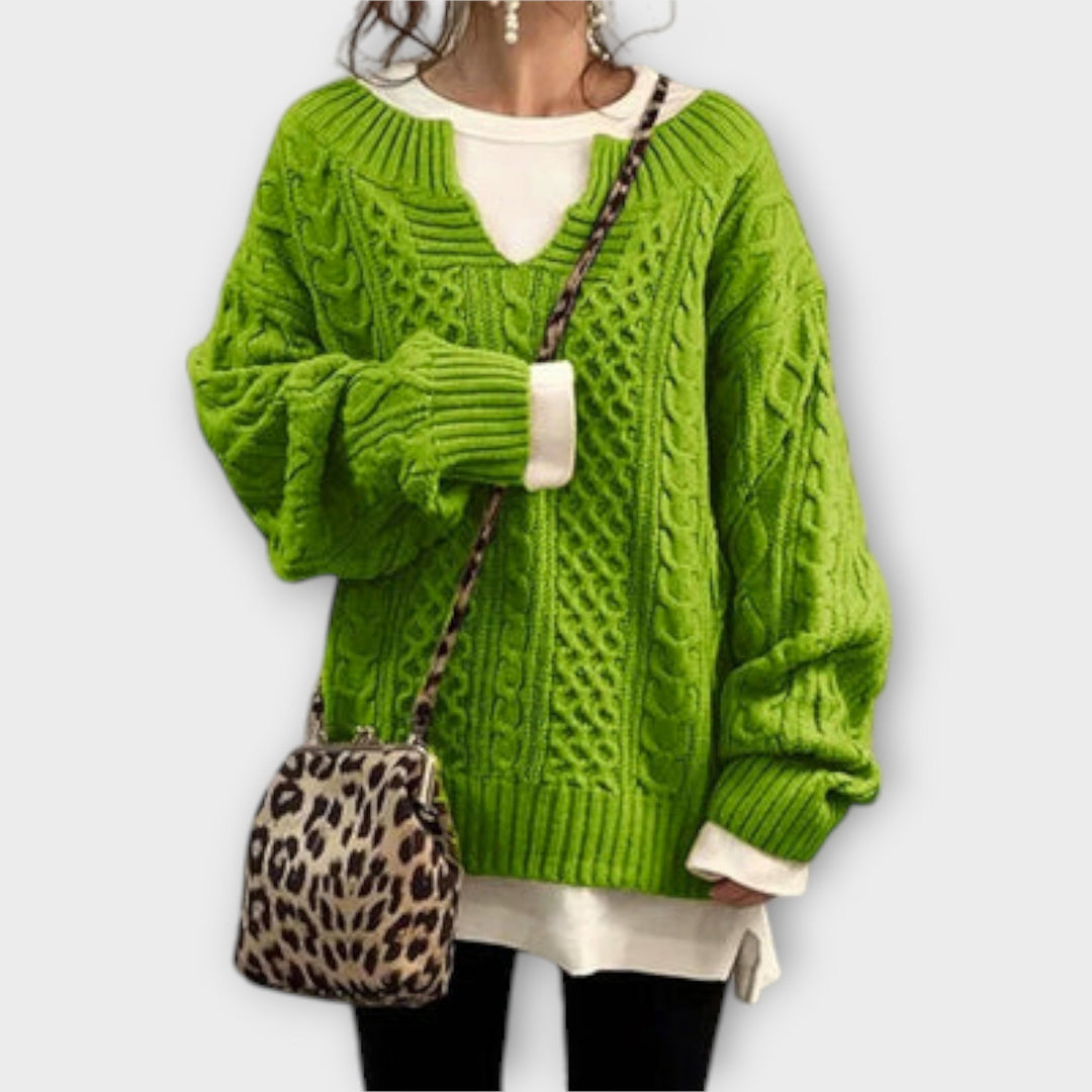 Chunky Knitted Sweater with Cable Pattern