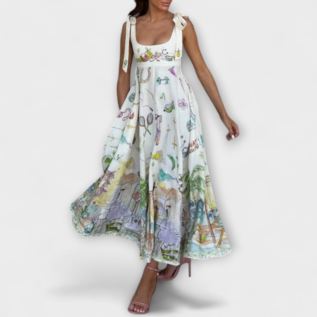 Laura | Strappy Linen Midi Dress
