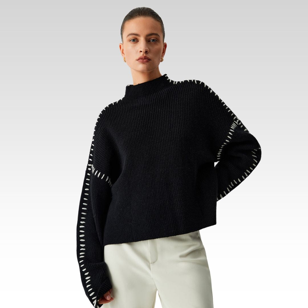 Alma | Oversized jumper with high collar and piqué details
