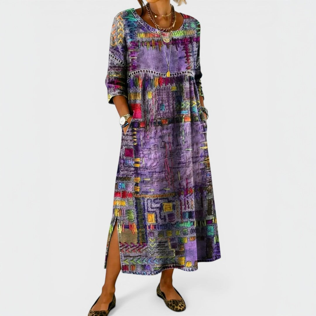 Amelia | Printed Denim Dress