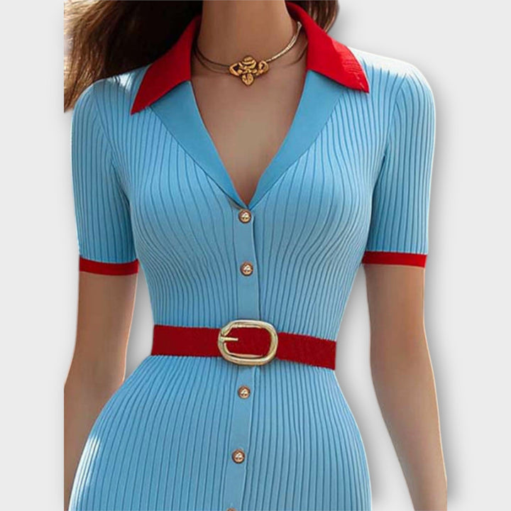 Janine | Pastel Blue Striped Dress